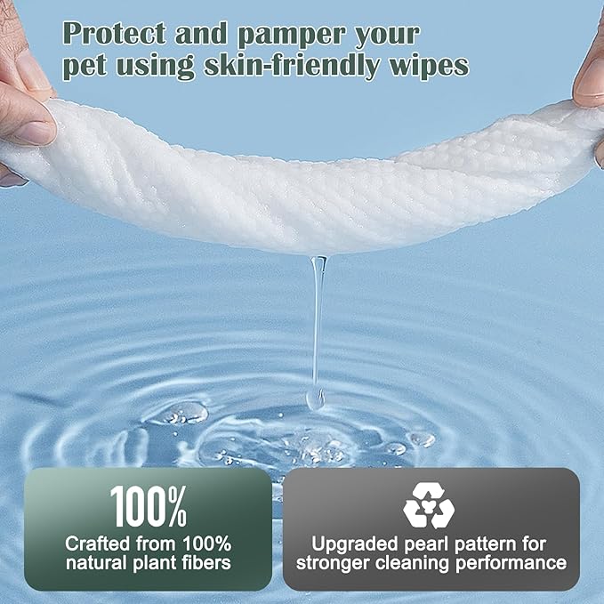 50 Pack Dog Wipes for Paws and Butt Unscented Hypoallergenic Pet Grooming Wipes Gentle Earth-Friendly Cleaning Wipes for Puppies, Kittens & Senior Pets Deodorizing Waterless Bathing Wipes