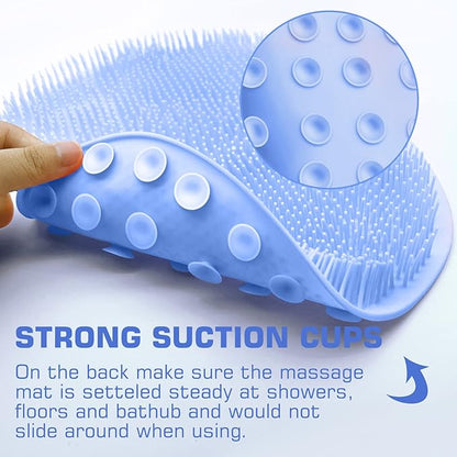 2PACK Shower Foot Scrubber Mat Back Washer Back Exfoliating Bath Wash Pad Wall Mounted Slip Suction Cups Foot Scrubber for Use in Shower Cups Foot Cleaner for Men and Women