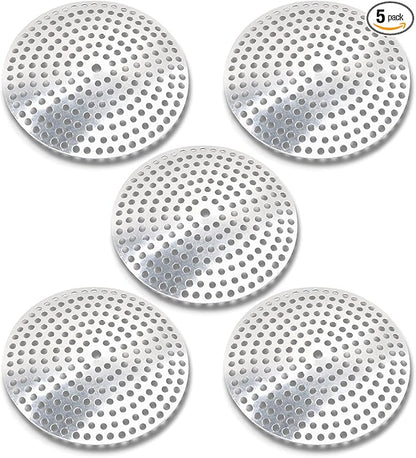 Clip-Style Aluminium Bath Strainer Flat Guard, For Use As Hair Catcher, 5 Pack