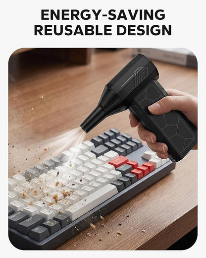 Amazicha Compressed Air Duster, Multi-Gear Adjustable 130000RPM Electric Air Duster, Rechargeable Air Blower with LED Light for Computer Keyboard Home Outdoor Car