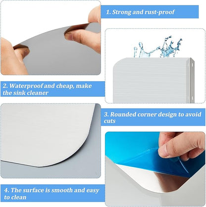Amylove 15 x 6 Inch Stainless Steel Splash Guard Stainless Steel Wall Mount Guard with Screws Screws for Bathroom Sink Side Sink Splash Prep Sinks Protector for Commercial Kitchen Restaurant
