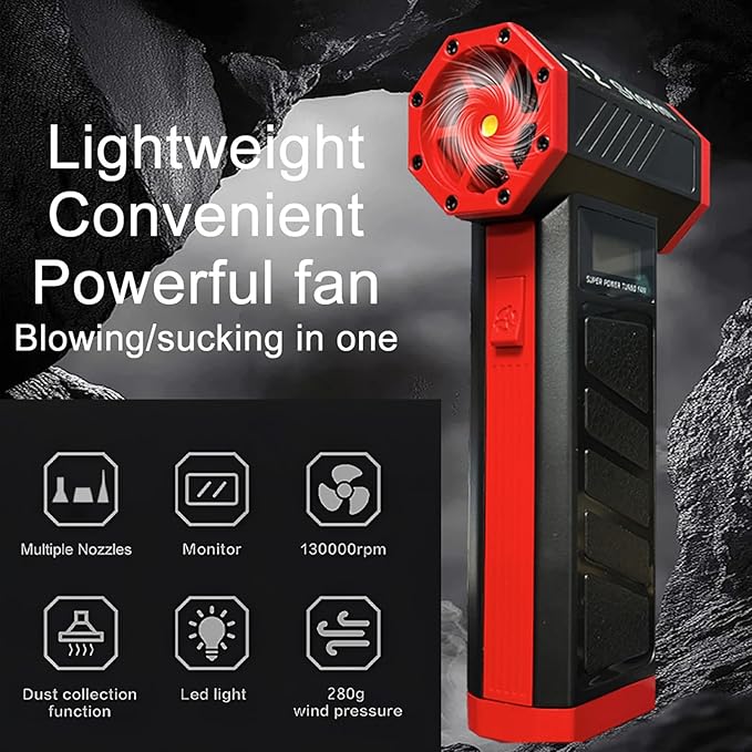 T2 Compressed Air Duster-130000RPM Cordless Electric Air Duster,4-Gear Adjustable Air Blower,Portable Rechargeable Turbo Fan for Computer,Keyboard,Car,Home Cleaning