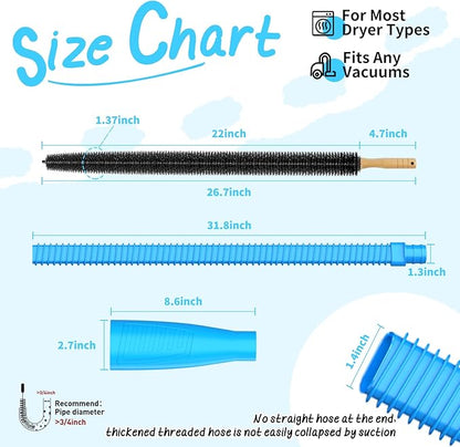 Sealegend 2 Pieces Dryer Vent Cleaner Kit New Upgrade Dryer Lint Brush Vent Cleaner Vacuum Attachment, No Noise Vacuum Hose