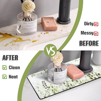 Sink Faucet Absorbing Mat, 2 Pack Drying Mat Around Faucet Sink Splash Guard Behind Faucet Sinkmat For Kitchen Bathroom Island Rv 15 * 5.5 Inch (38 * 14 cm)