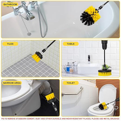 Drill Brush Attachment Kit, 3-Piece Cleaning Set for Bathtubs, Showers, Tiles, Carpets, and More