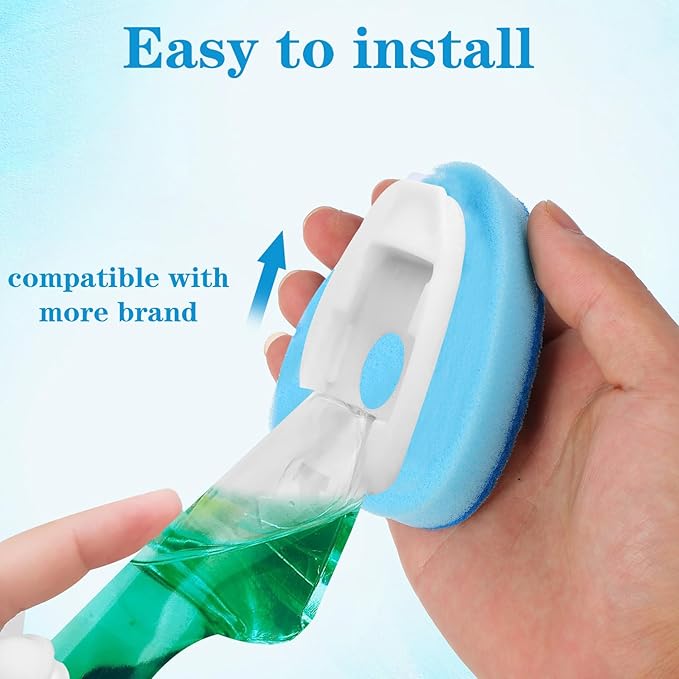 6 Pcs Dishwasher Sponge Dishwand Refills Scrubber Sponges Non Scratch Head Replacement for Dish Wand Heavy Duty Scrub Dots Dispenser Scrubber Pads for Kitchen Cleaning Blue