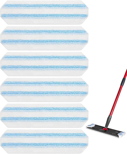 Reusable Microfiber Mop Pads Compatible with O Cedar H2prO Flat Mop System, H2prO Flat Mop Replacement Pads, H2prO Flat Mop Refills, Flat Mop Head for Floor Cleaning, Machine Washable, 6 Pack