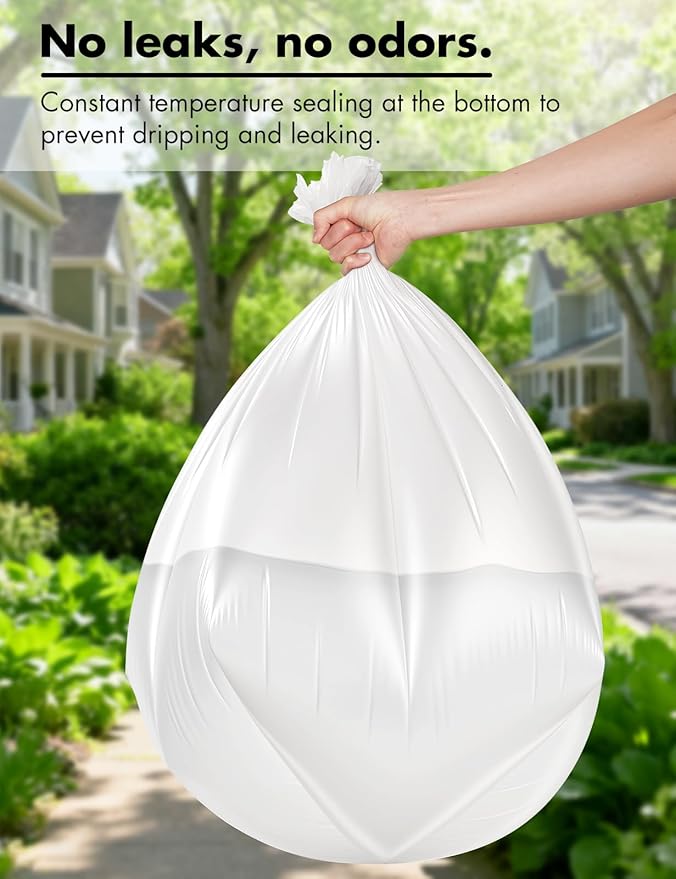 Trash bags 13 Gallon Biodegradable: Aievrgad Garbage bags for tall kitchen trash can liner, 50 count,Unscented, Heavy Duty, Thickened, for food/kitchen waste or Graden,white 50L