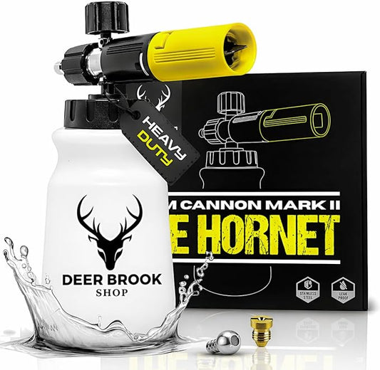Hornet Foam Cannon for Pressure Washer - Soap Dispenser for Power Washer - 4000 PSI Adjustable Car Wash Sprayer with Wide Mouth - 1/4" Quick Connector - Wide Mouth 1L Bottle