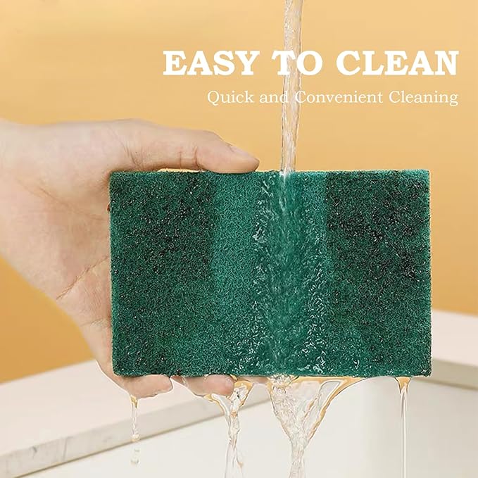 Heavy Duty Scrubbing Pads for Cleaning 6 x 4 x 0.31inch Dish Scrubber Pads Reusable Household Green Scrubbing Pads,Scotch Brite Pads, for Dishes, Kitchen Scrubbers & Metal Grills (10Pcs)