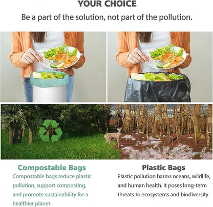 Compostable Trash Bags 1.2 Gallon 150 Packs,AYOTEE Compost Bags,Small Biodegradable Trash Bags Green Are Suitable For 1-2 Gallon And 4-8 Liter Small Trash bags can liner