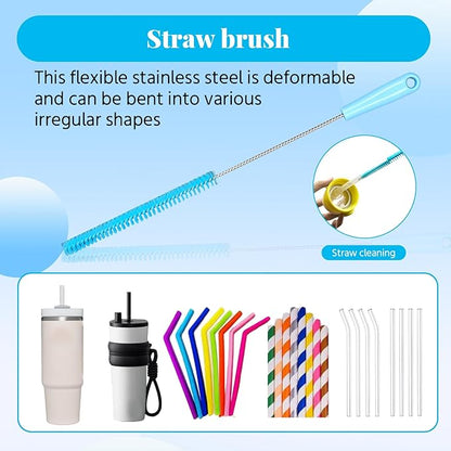 4-in-1 Bottle Brush, Long Handle Water Bottle Brush & Straw Cleaner Brush, Lid Brushe, for Cleaning Water Bottle, Flask, Wine Decanters, Coffee Mugs,Baby Bottles