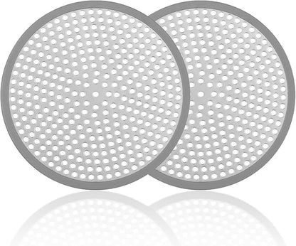 Drain Hair Catcher, 2pcs Round Shower Drain Cover for Bathroom, Drain Strainer, Stainless Steel and Silicone (Round)