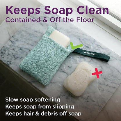 LoveBeing Scrubbed Soap Saver, Exfoliating Bar Soap Pouch & Bar Soap Holder for Smooth, Clean Skin, Durable Soap Bag for Bath & Shower (2 Count, Assorted Colors)
