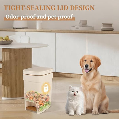 JiatuA Small Bathroom Trash Can with Lid Soft Close, 2.6 Gallon Step Garbage Can Slim Trash Bin Wastebasket for Kitchen Bedroom Office Living Room Toilet College Dorm, Cream