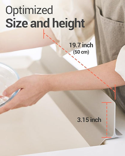 DEARCUS Kitchen Sink Splash Guard 19.7 Inch – Soft Silicone Water Shield for Apartment, Small Kitchen & Bathroom Sinks, Keeps Clothes Dry During Dishwashing, Strong Suction Non-Slip (Deep Gray)