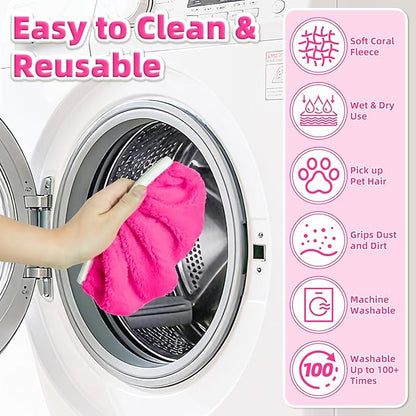 Reusable Mop Pads fit Swiffer Sweeper Mop - Microfiber Wet Pads Refill & Machine Washable Dry Sweeping Cloths for Mopping All Sealed Floors - Hardwood, Laminate, Tile & Stone (Mop is not Included)