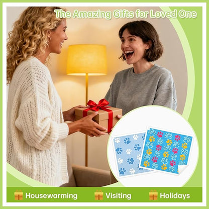 Swedish Dishcloths for Kitchen, 5 Pack Dog Paw Reusable Paper Towels with 3 Hooks, Washable Dish Cloth Set, Absorbent Cleaning Cloth for Home Washing Dishes Housewarming Gifts for Friend