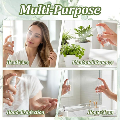 120 Pcs 1 oz Spray Bottles with 5 Funnels, Mini Clear Empty Plastic Fine Mist Travel Bottles - Leak Proof, Refillable for Essential Oils, Perfumes, Cosmetics