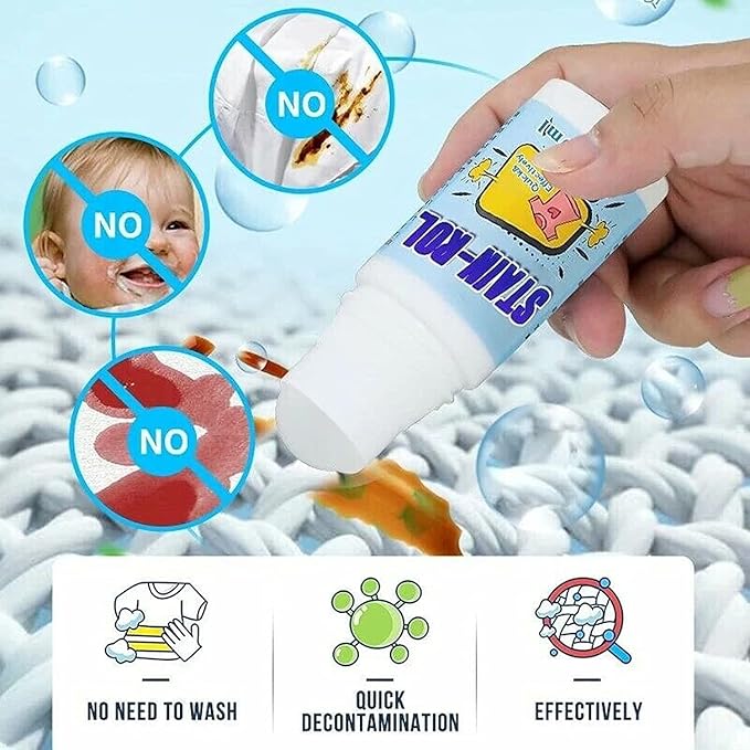 Emergency Stain Removing Pens - Portable Stain Remover,Stain Remover Pen for Clothes and Fabric,to Go Instant Stain Removal Stick, 50ml,Roll Bead Design (1pcs)