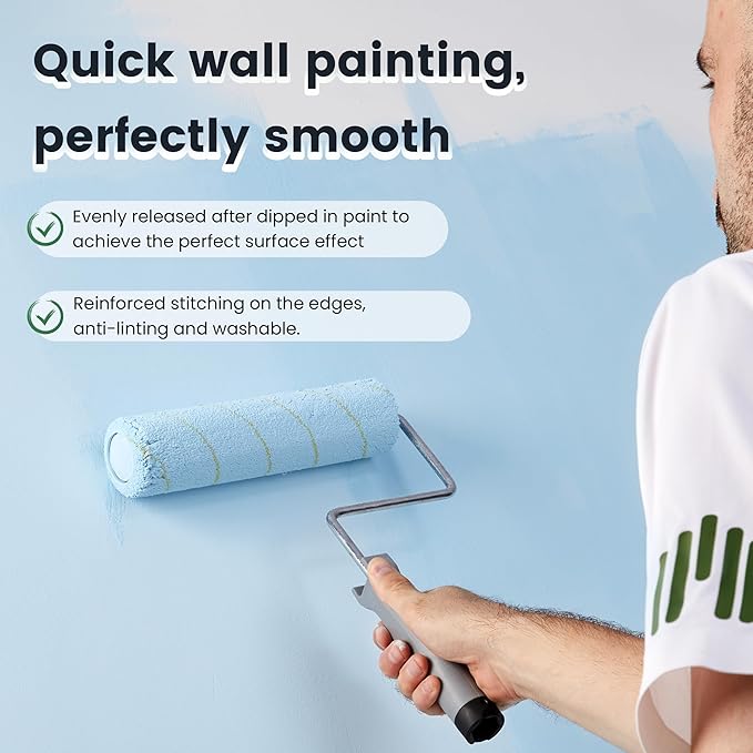 VOOMEY Paint Roller Covers, Microfiber Paint Roller 9 Inch, 3/8 Nap Roller 9 Inch,Pack of15, Paint Supplies for Painting Walls