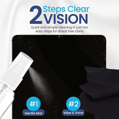 Purity Eyeglass Cleaner Mega Pack - Multi-Size Lens Cleaner Kit - 2x2oz, 3x8oz Bottles + 5 Black Premium Microfiber Cloths - Safe for All Lenses, Eyeglasses, and Screens - Streak-Free Formula