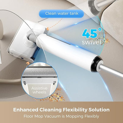Wet Dry Vacuum Cleaner Cordless, 23000Pa Mop Combo, 45min Runtime, 180° Lay-Flat, Self-Cleaning, LED & Voice, for Hard Floors & Pet Hair