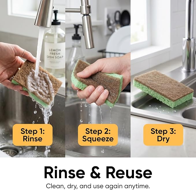 Superio Non-Scratch Cellulose Sponge (3-Pack) (Green)