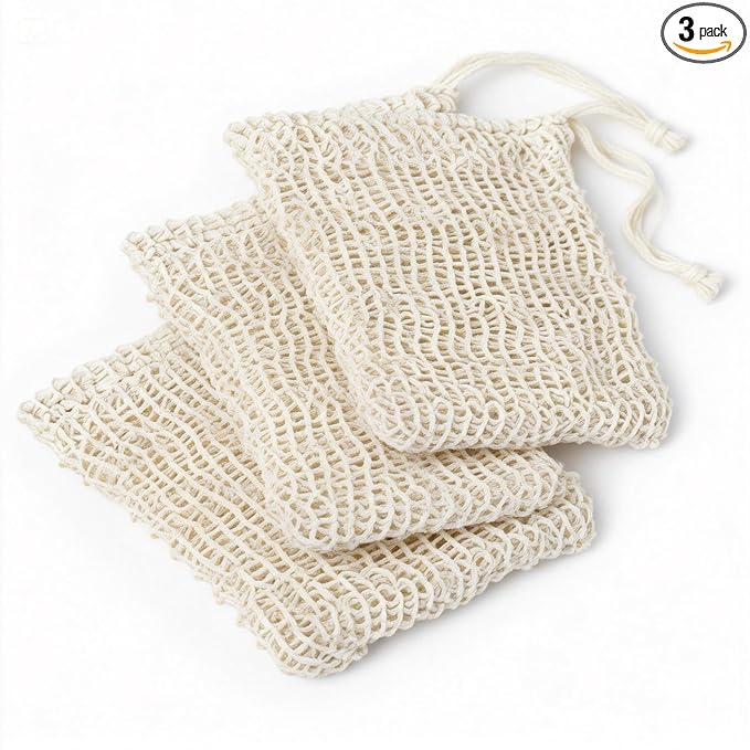 3 Pack Natural Sisal Soap Saver Bag for Exfoliating, Shower,Scrubber