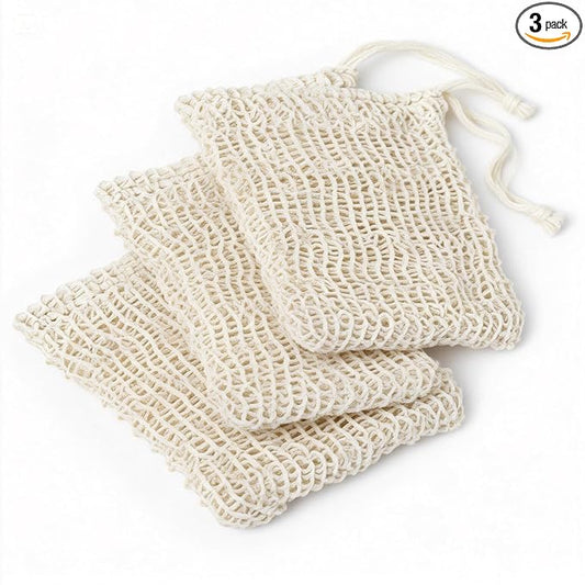 3 Pack Natural Sisal Soap Saver Bag for Exfoliating, Shower,Scrubber