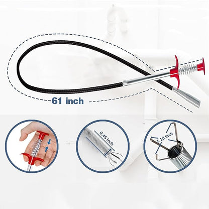 61 inch Drain Snake Flexible Grabber Claw – Toilet Snake Drain Claw for Clog Remover & Pick Up Small Items