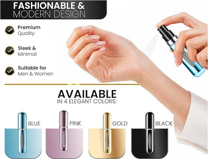 4 Pcs Refillable Perfume Atomizer, Travel Perfume Bottle Refillable and Leak-Proof, Portable Empty Cologne Atomizer, Mini Refillable Perfume Bottle for Pocket, Easy to Refill Decant Sprayer (8 ml)
