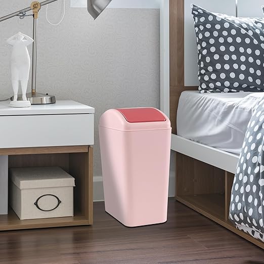 4.5 Gallon Trash Can with Swing Lid, Plastic Swing Top Trash Can (Pink)