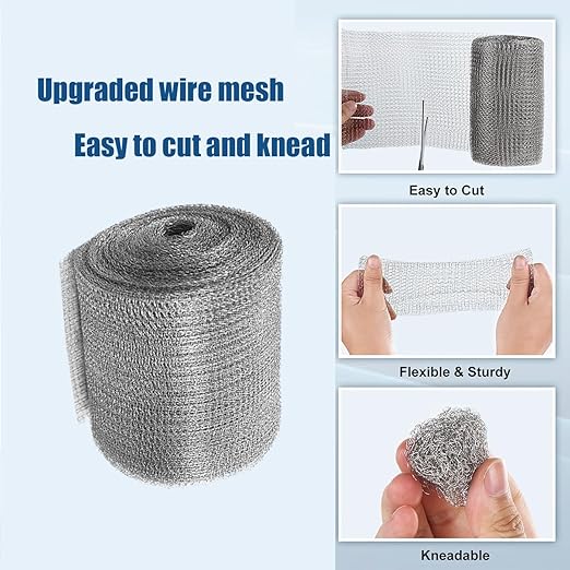 Stainless Steel Mesh Screen Mesh Steel Wool Mice Control Wire Mesh Weep Hole Covers for Brick Walls Wire Mesh Hole Fill Fabric Stainless Steel Mesh Roll Easy to Work- 5 Inch x 60 Inch