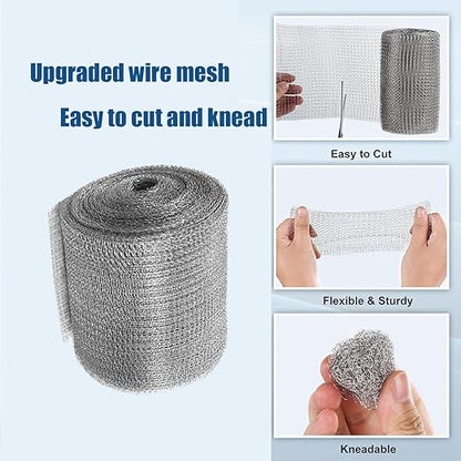 Stainless Steel Mesh Screen Mesh Steel Wool Mice Control Wire Mesh Weep Hole Covers for Brick Walls Wire Mesh Hole Fill Fabric Stainless Steel Mesh Roll Easy to Work- 5 Inch x 60 Inch