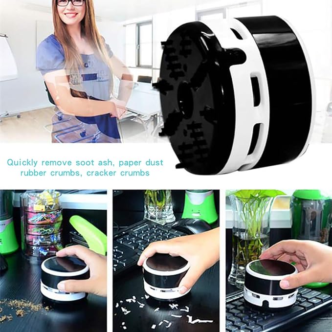 iSuperb Desktop Vacuum Cleaner Portable Keyboard Sweeper Mini Crumb Vacuum Cleaner Table Food Rubber Crumb Dust Remover Cleaner for Home, Office, Cars - No Battery Included (Black)