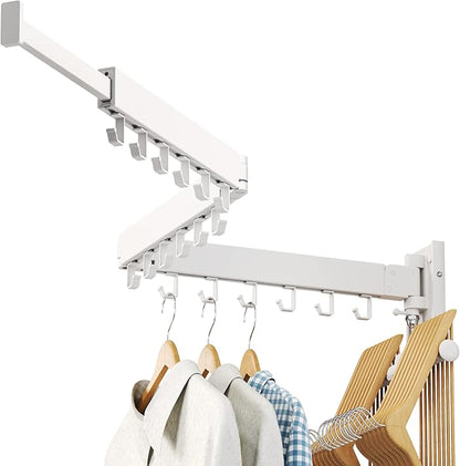 LIENAHU Drying Rack, Wall Mounted Clothes Rack, Aluminum, 220lbs Capacity, Foldable, White
