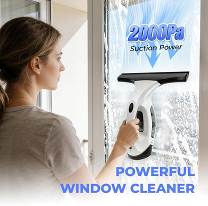 Cordless Window Vacuum Squeegee, Electric Window Cleaner Squeegee with 2000Pa Suction, 280mm Wide Blade, 150ml Tank for Shower Glass, Mirrors, Tiles & Car Windows