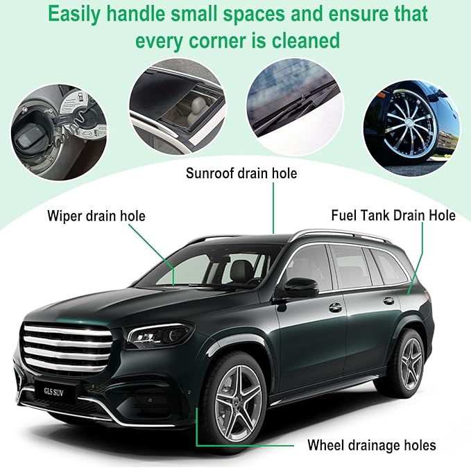 ecocstm Auto Sunroof Drain Cleaning Tool, 120 Inch Flexible Drain Brush, Sunroof Drain Cleaner with Pipe Cleaning Brush, Syringe Hose and Crevice Brush, Cleaning Tool for Drains, Sewers, Windshields
