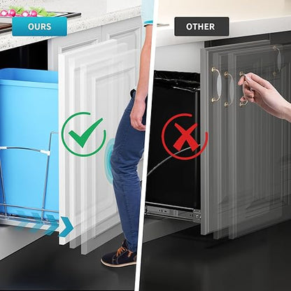 Pull Out Trash Can Under Cabinet Kit - Heavy Duty Push to Open Slides with Door Mounting Kit, Fits 15" W x 18" D Cabinets for Kitchen/Laundry (Trash Bin Not Included, Updated Design)