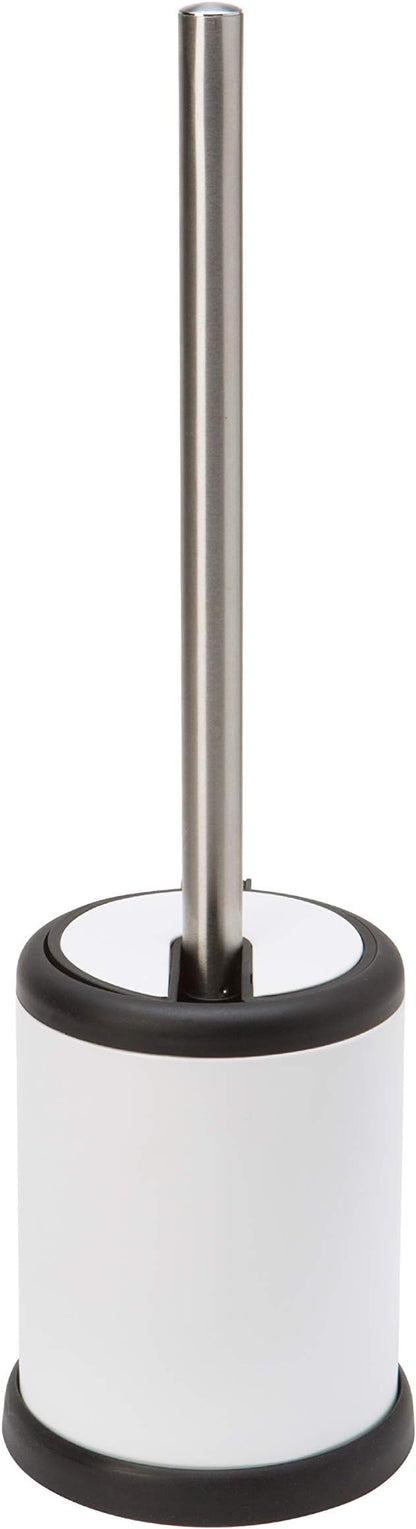 Bath Bliss Toilet Brush and Holder | Self Closing Lid | 360 Degree Brush Head | Bathroom Cleaning | Compact Size | Storage and Organization | White (Pack of 2)