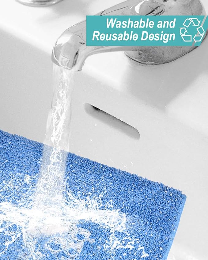 KEEPOW 5 Pack Reusable Microfiber Mop Refills, Compatible with MR.SIGA Professional Mop, Blue, 44cm X 24cm, For Hardwood, Laminate, Tile Floors