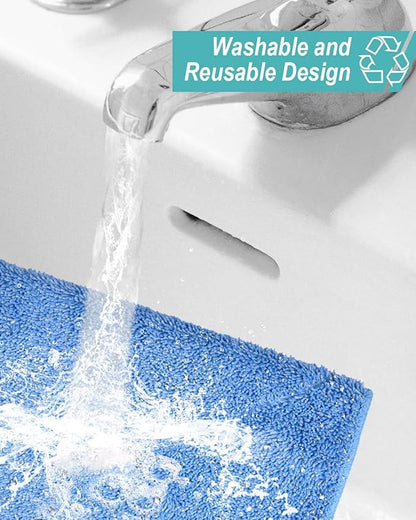KEEPOW 5 Pack Reusable Microfiber Mop Refills, Compatible with MR.SIGA Professional Mop, Blue, 44cm X 24cm, For Hardwood, Laminate, Tile Floors
