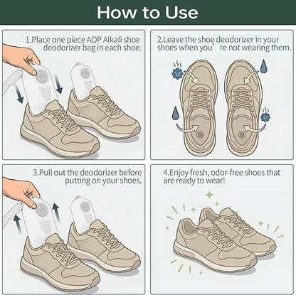 Effective Shoe Odor Absorber, 2 Pack Natural Shoe Odor Eliminator, Last 3 Years, Sneaker Deodorizer Absorbers for Clean Footwear, Chemical-Free Shoe Odor Remover-More Effective Than Baking Soda
