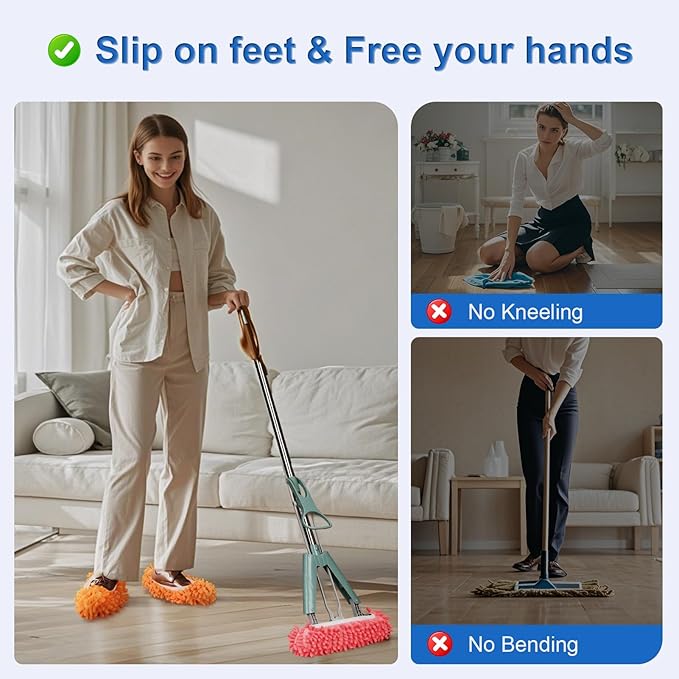 5 Pairs Large Mop Slippers for Floor Cleaning Supplies 10 PCS Washable Microfiber Mop Socks Reusable Mopping Slippers