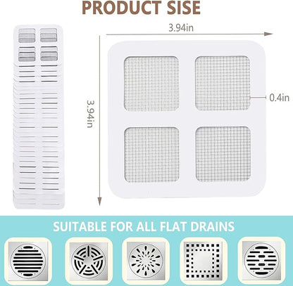 Shower Drain Hair Catcher 4 Inch,30PCS Shower Drain Mesh Stickers,Shower Drain Cover for Bathroom, Laundry, Bathtub, Kitchen, Sink, for Human and pet Hair Catcher