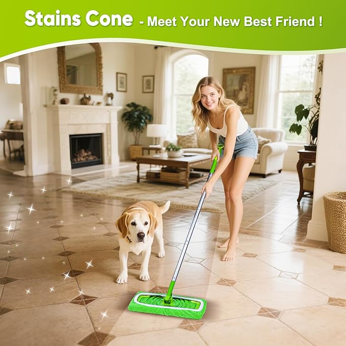 12-Pack Reusable Mop Pads Compatible with Sweeper Mop - 100% Coral Fleece Washable Refills - Microfiber Dry & Wet Sweeping Cloths for Multi-Surface/Hardwood Floor Cleaning