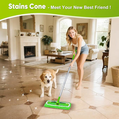12-Pack Reusable Mop Pads Compatible with Sweeper Mop - 100% Coral Fleece Washable Refills - Microfiber Dry & Wet Sweeping Cloths for Multi-Surface/Hardwood Floor Cleaning