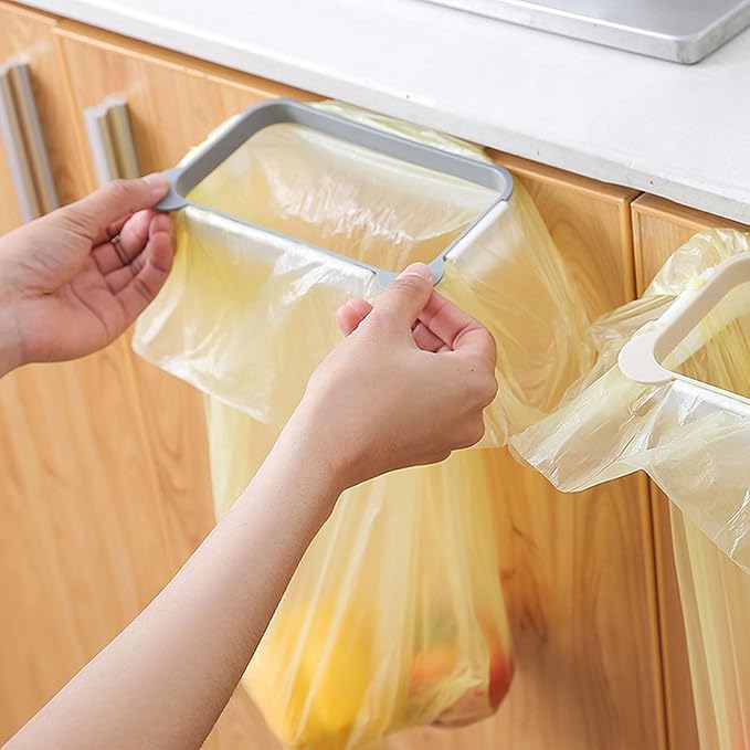 Garbage Bag Holder, Hanging Trash Can for Kitchen Cabinet Door Space Saving Over The Cabinet Trash Holder for Kitchen Bathroom