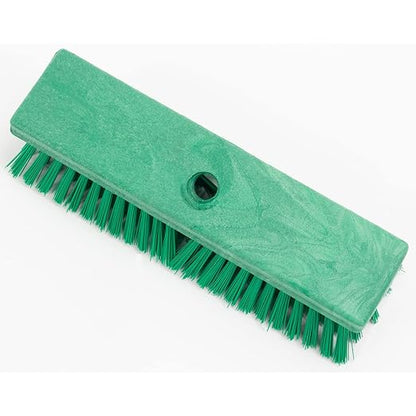 SPARTA Plastic Floor Scrub Brush, Brush Head Only, Deck Brush with ACME Standard Thread Fitting for Deck, Industrial Kitchens, and Hospitals, 10 Inches, Green, (Pack of 6)